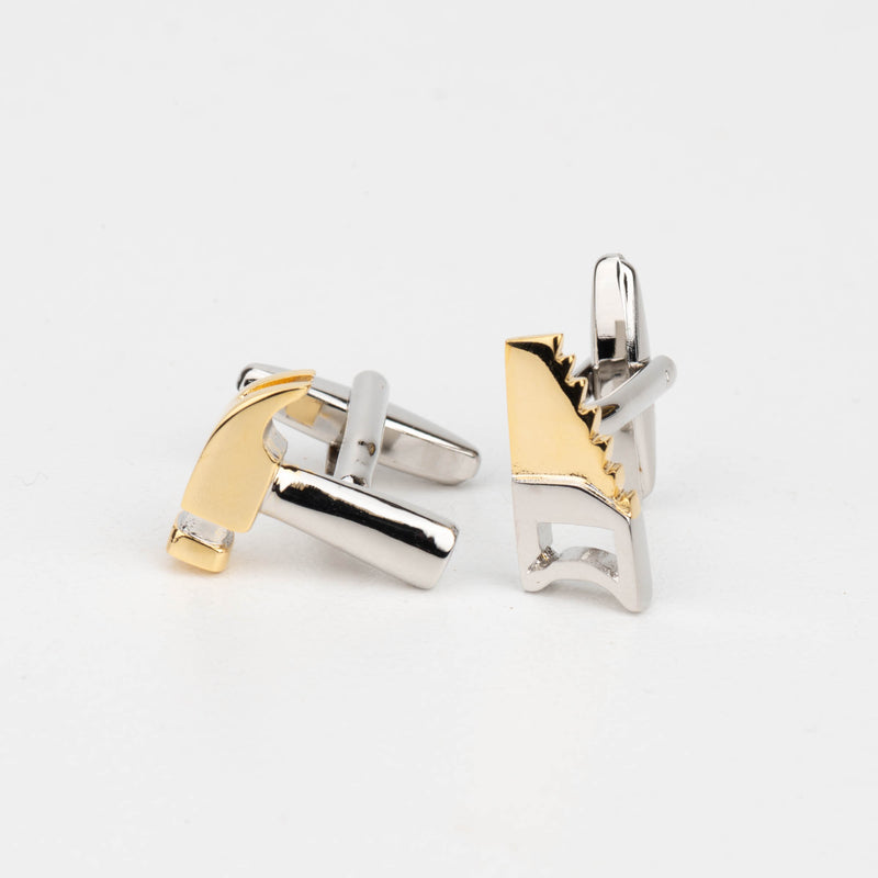 Hammer and Saw Metal Cufflinks