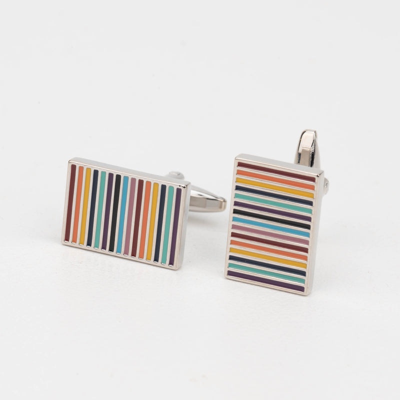 Rectangle Color Strips Cufflinks