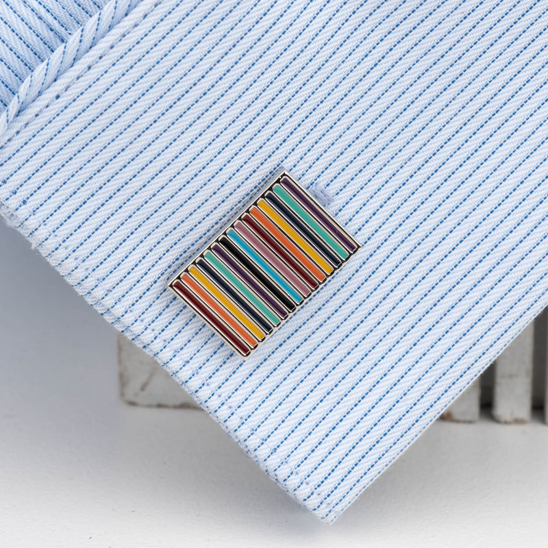 Rectangle Color Strips Cufflinks