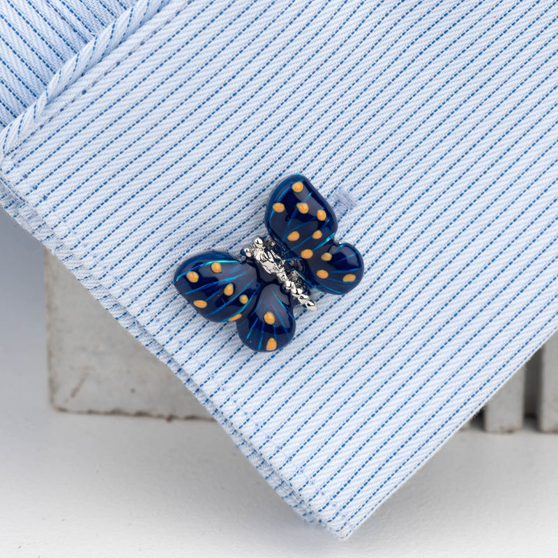 Butterfly Enamel Metal Cufflinks