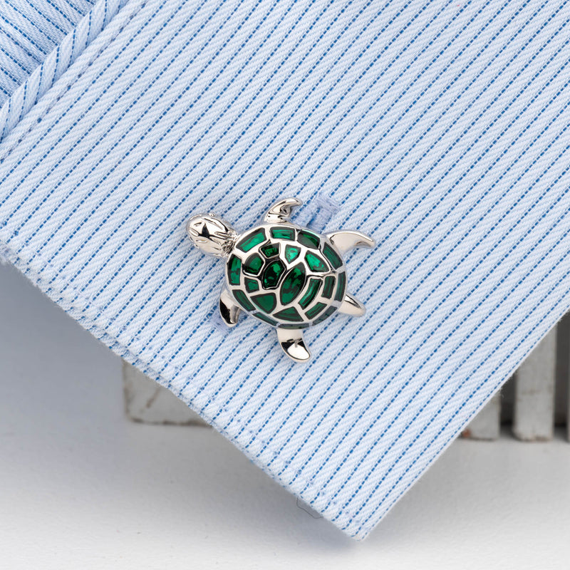 Turtles Enamel Metal Cufflinks