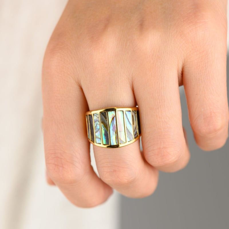 Gold Wide Abalone Shell Ring