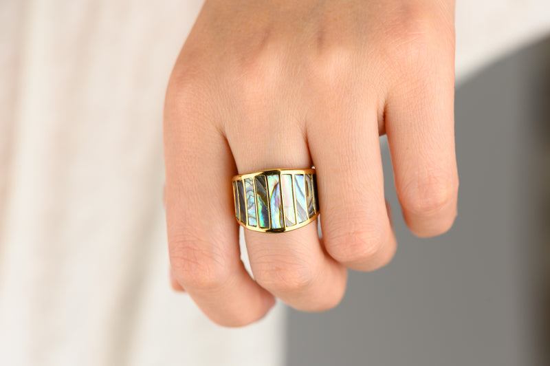Gold Wide Abalone Shell Ring