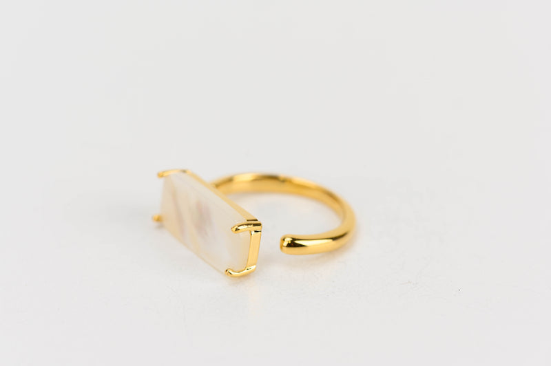 Gold Mother-of-pearl Bar Open Ring