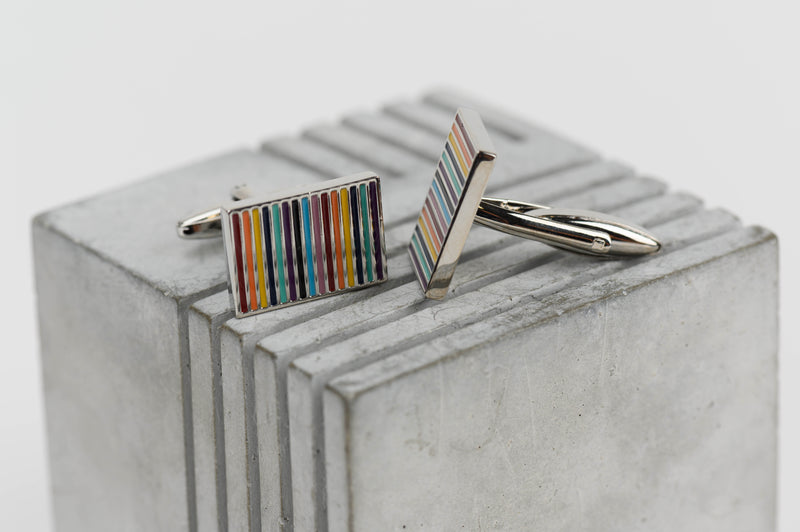 Rectangle Color Strips Cufflinks
