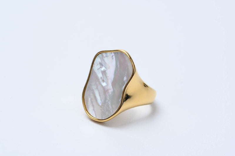 Irregular Super Chunky Gold Mother-of-pearl Ring