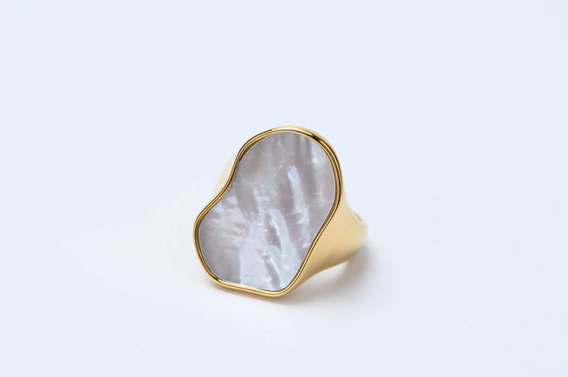 Irregular Super Chunky Gold Mother-of-pearl Ring