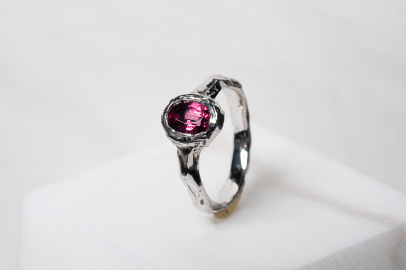 Classic Solitaire Ring with Rhodolite Garnet