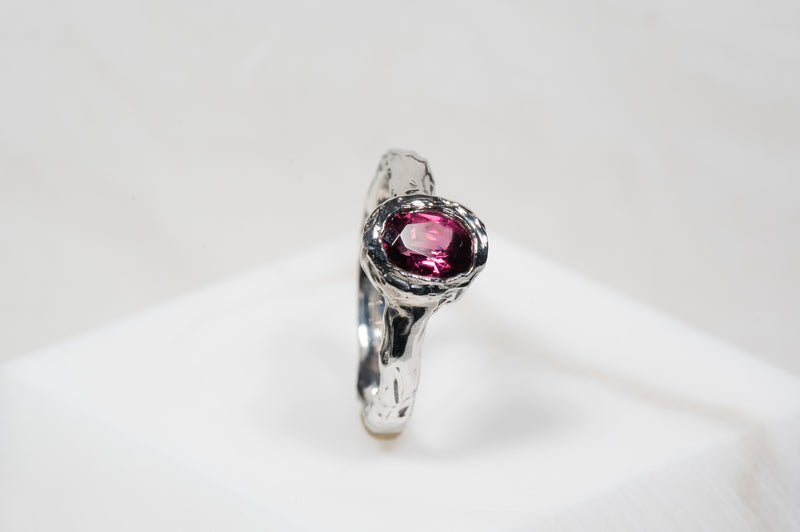 Classic Solitaire Ring with Rhodolite Garnet