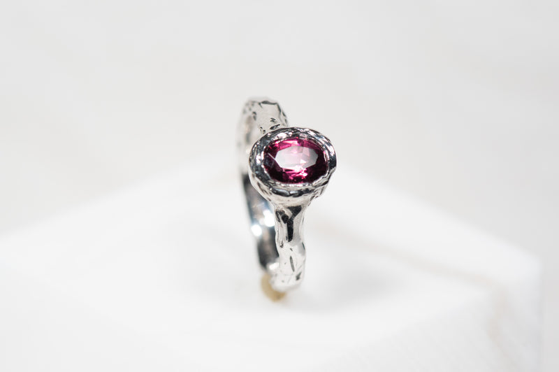 Classic Solitaire Ring with Rhodolite Garnet