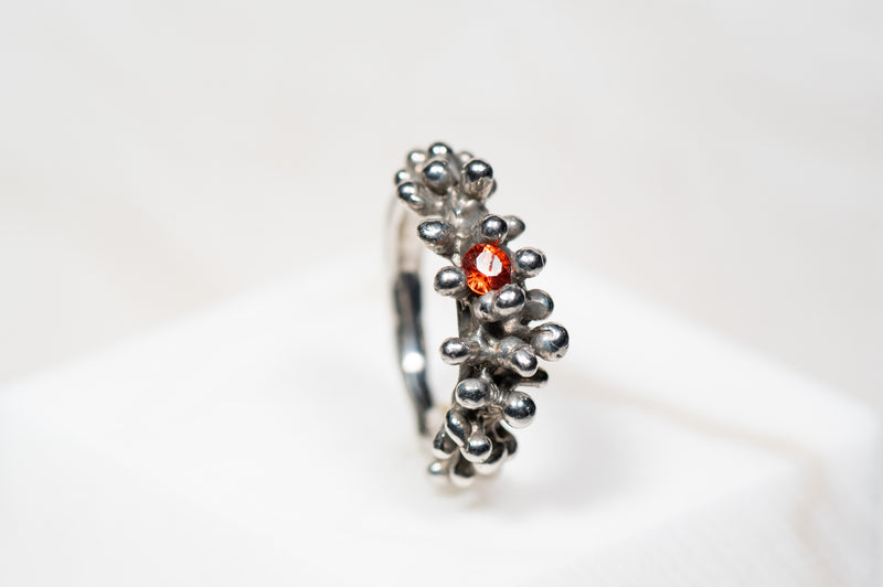 Coral Ring with Orange Spinel Stone