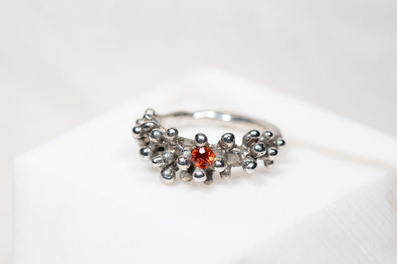 Coral Ring with Orange Spinel Stone