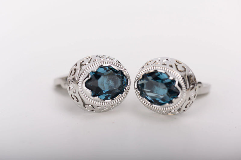 Large Oval Blue CZ Cufflink