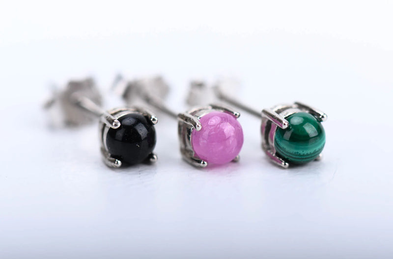 Tiny 4mm Genuine Gemstone Stud