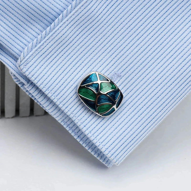 Enamel Leaf Cufflink