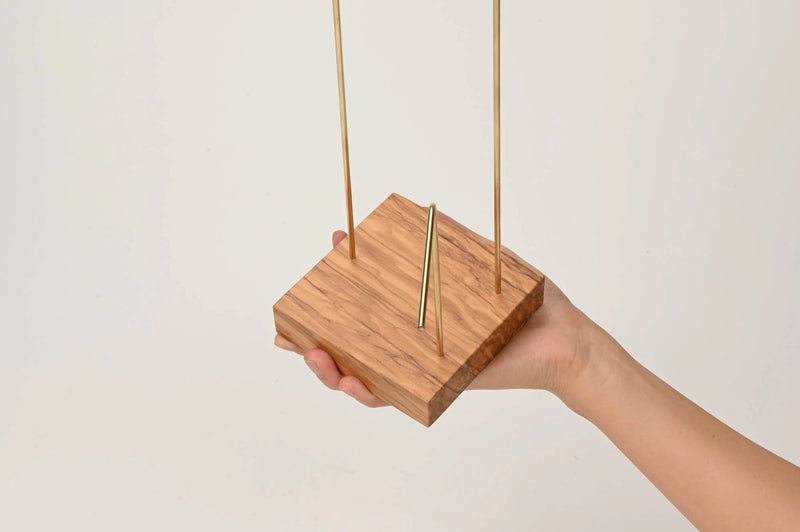 Square Exotic Wood and Brass Jewelry Stand