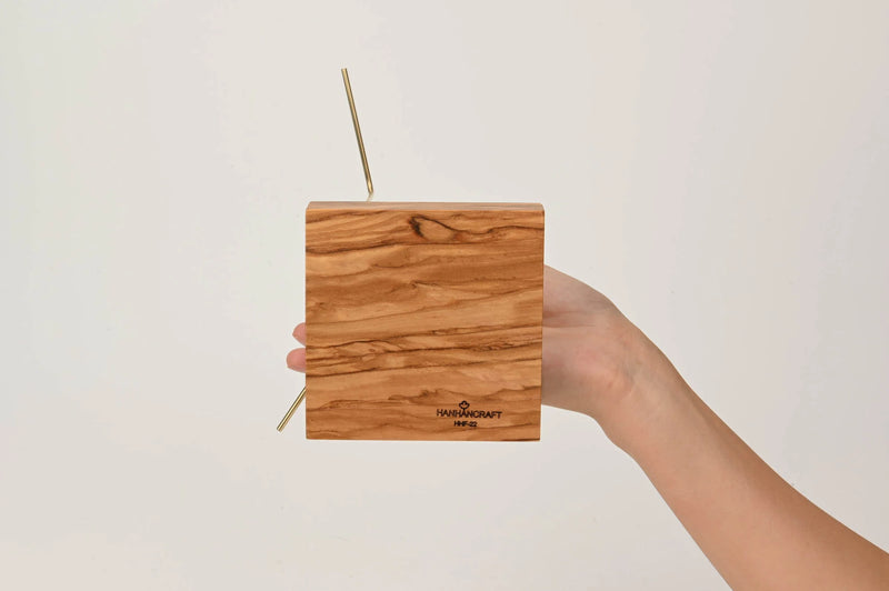 Square Exotic Wood and Brass Jewelry Stand