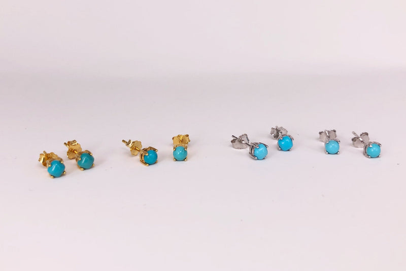 Genuine 3mm 4mm Turquoise Studs