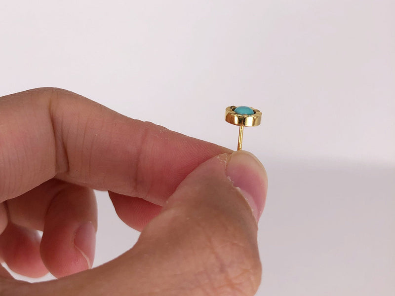 Genuine tiny turquoise stud earring