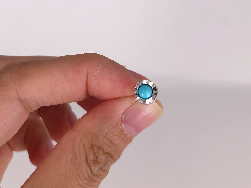 Genuine tiny turquoise stud earring