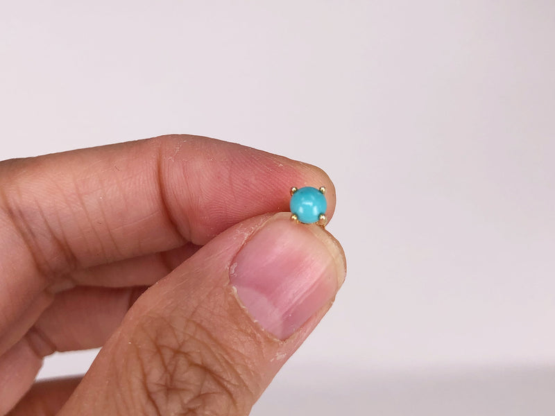 Genuine 3mm 4mm Turquoise Studs