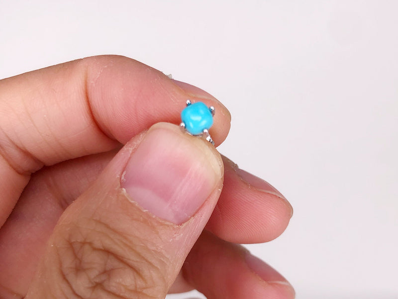 Genuine 3mm 4mm Turquoise Studs