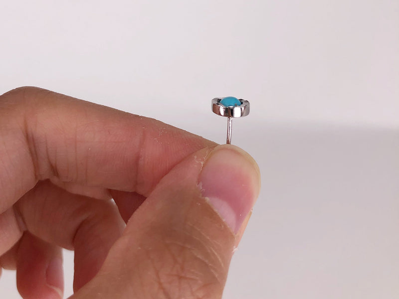 Genuine tiny turquoise stud earring