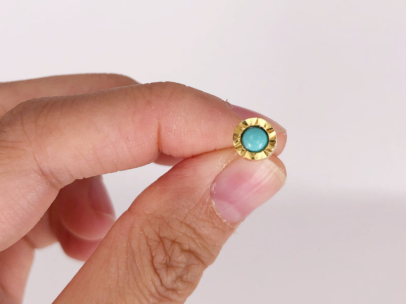 Genuine tiny turquoise stud earring