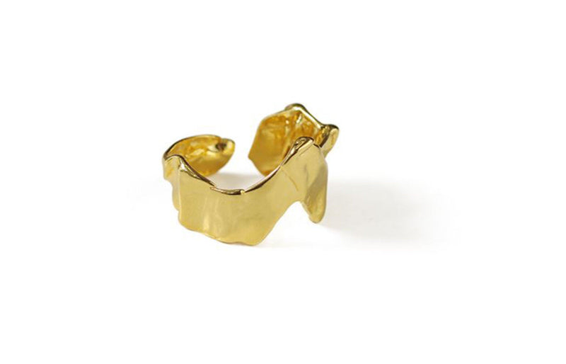 Wide Textured Gold Ring