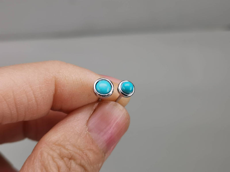 Genuine Dainty Turquoise Stud Earring