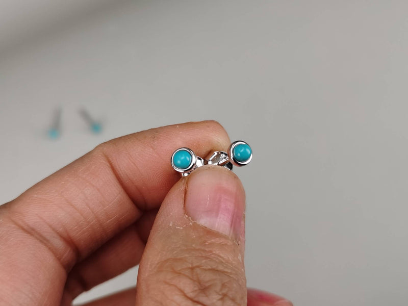 Genuine Dainty Turquoise Stud Earring