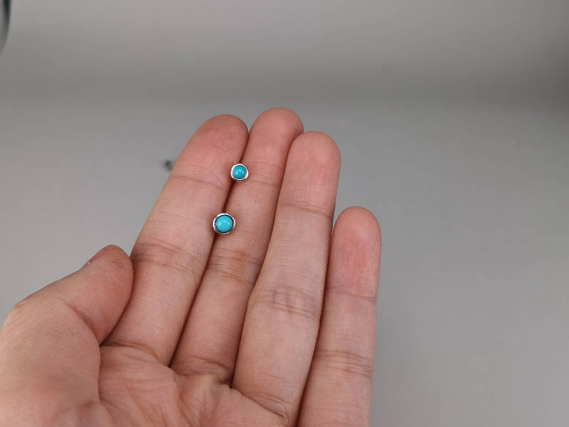 Genuine Dainty Turquoise Stud Earring