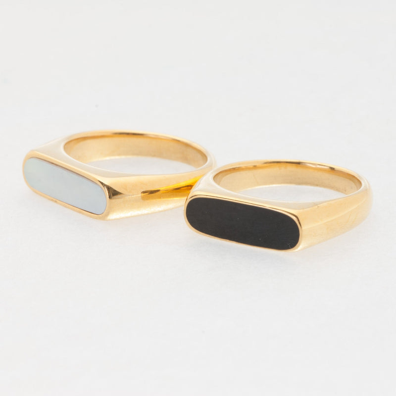 Gold Mother-of-Pearl Signet Bar Ring