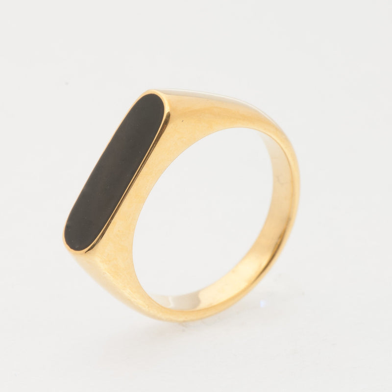 Gold Mother-of-Pearl Signet Bar Ring