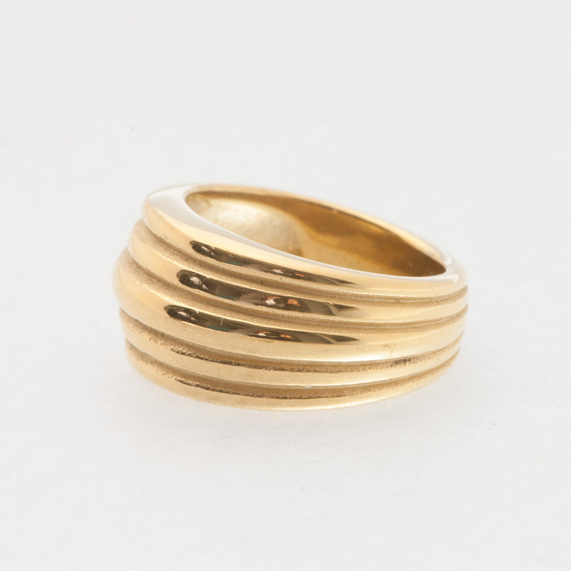 Wide textured dome gold ring