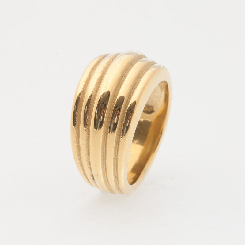 Wide textured dome gold ring