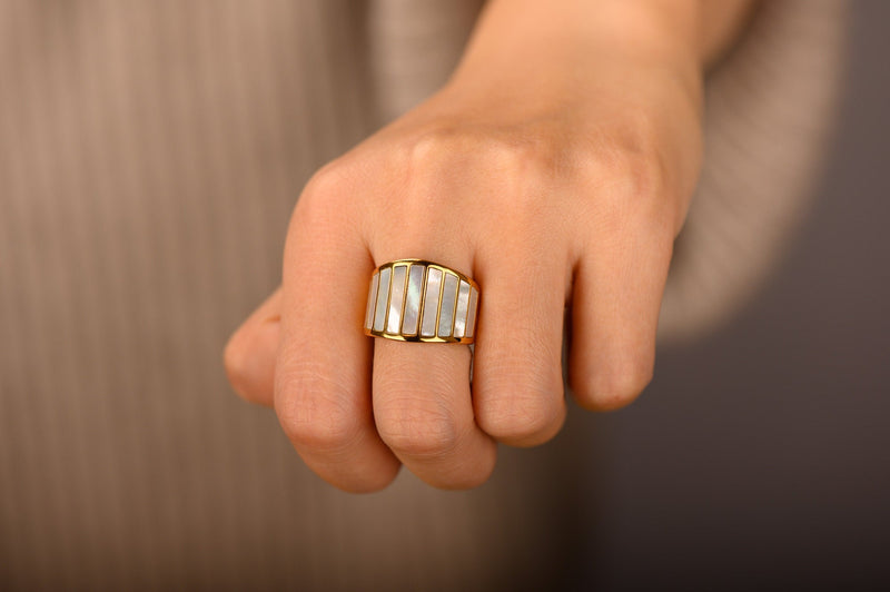 Wide Gold Mother-of-pearl Ring