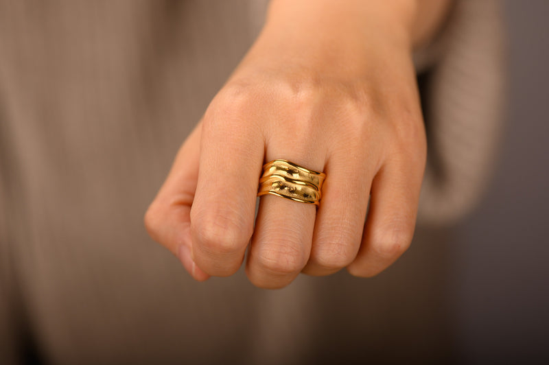Chunky Textured Gold Ring